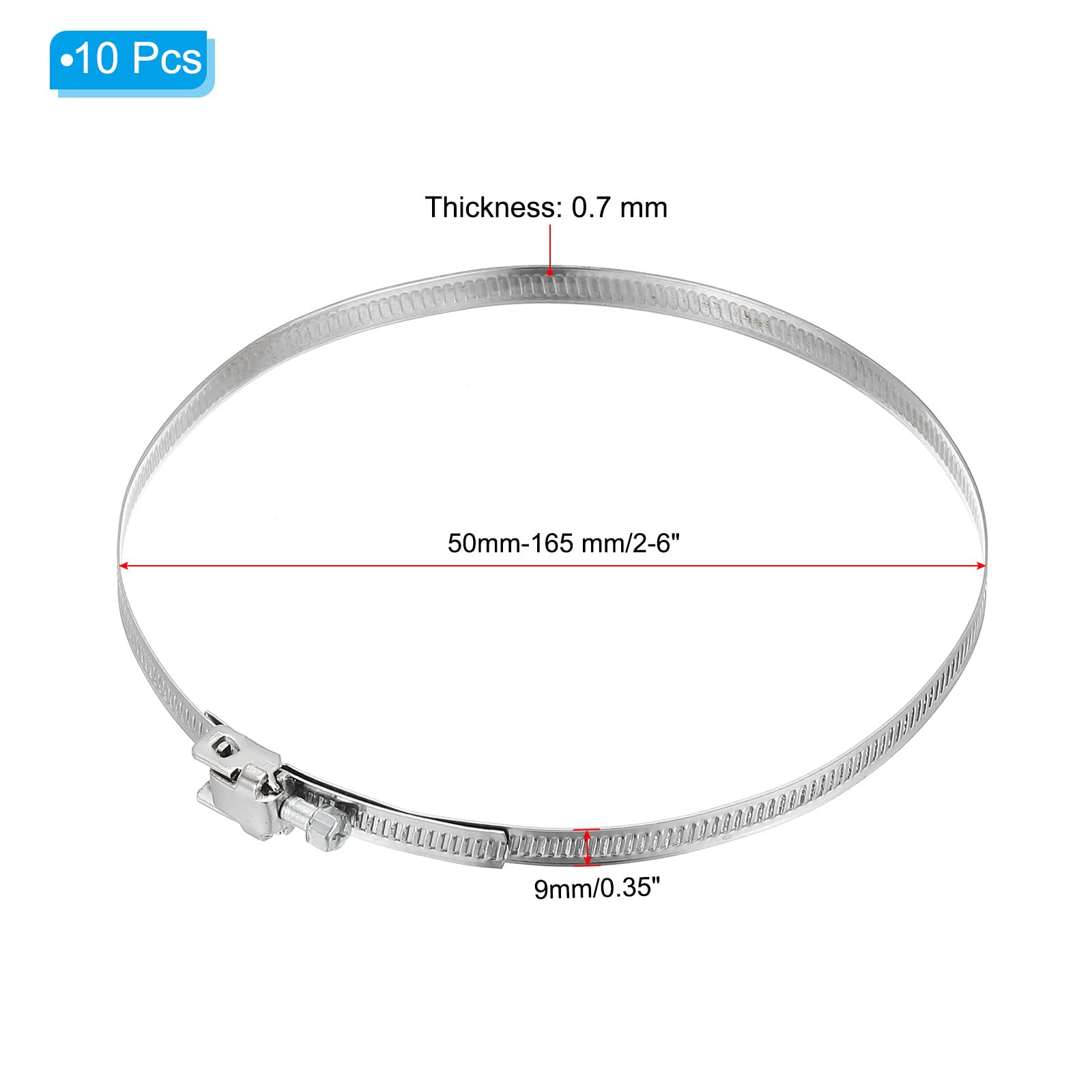 PATIKIL 6 Inch Adjustable Pipe Hose Clamp - Image 2