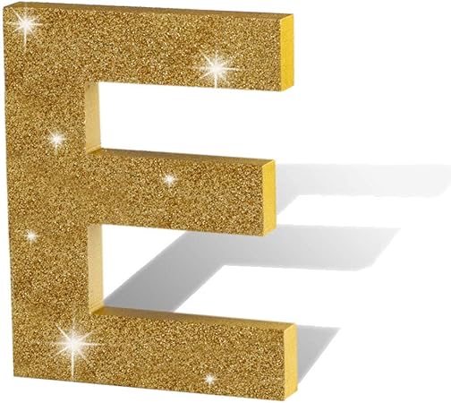 amazon com aimto gold glitter wooden alphabet letters e 5 9 l x4 57 h x0 6 w everything else