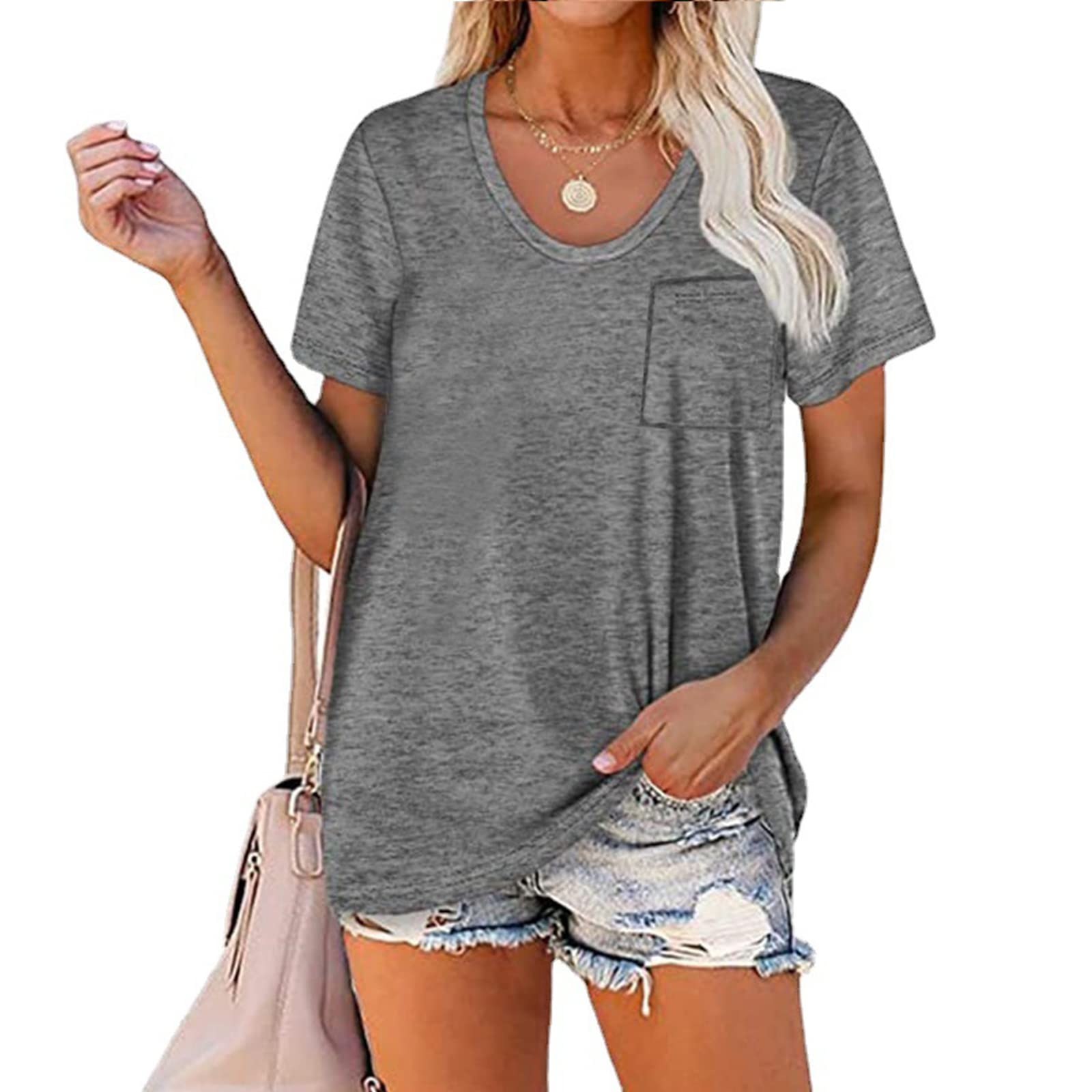 T-shirty Damskie Eversoft Stretch Z Krótkim Rękawem T-shirt Z Okrągłym Dekoltem Klasyczne Wygodne, Ponadgabarytowe T-shirty Lekkie