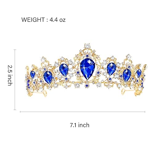 Vista 6 de Corona barroca de cristal de diamantes de imitación tiaras y corona para mujer corona de diamantes de imitación para Navidad boda baile concurso