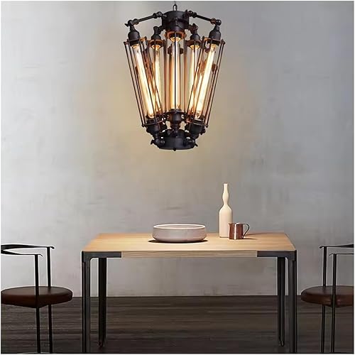 Miniatura 4 de Industrial Metal Steampunk Colgante Lámpara Colgante Negro Retro Chandelier Luz, Moderno
