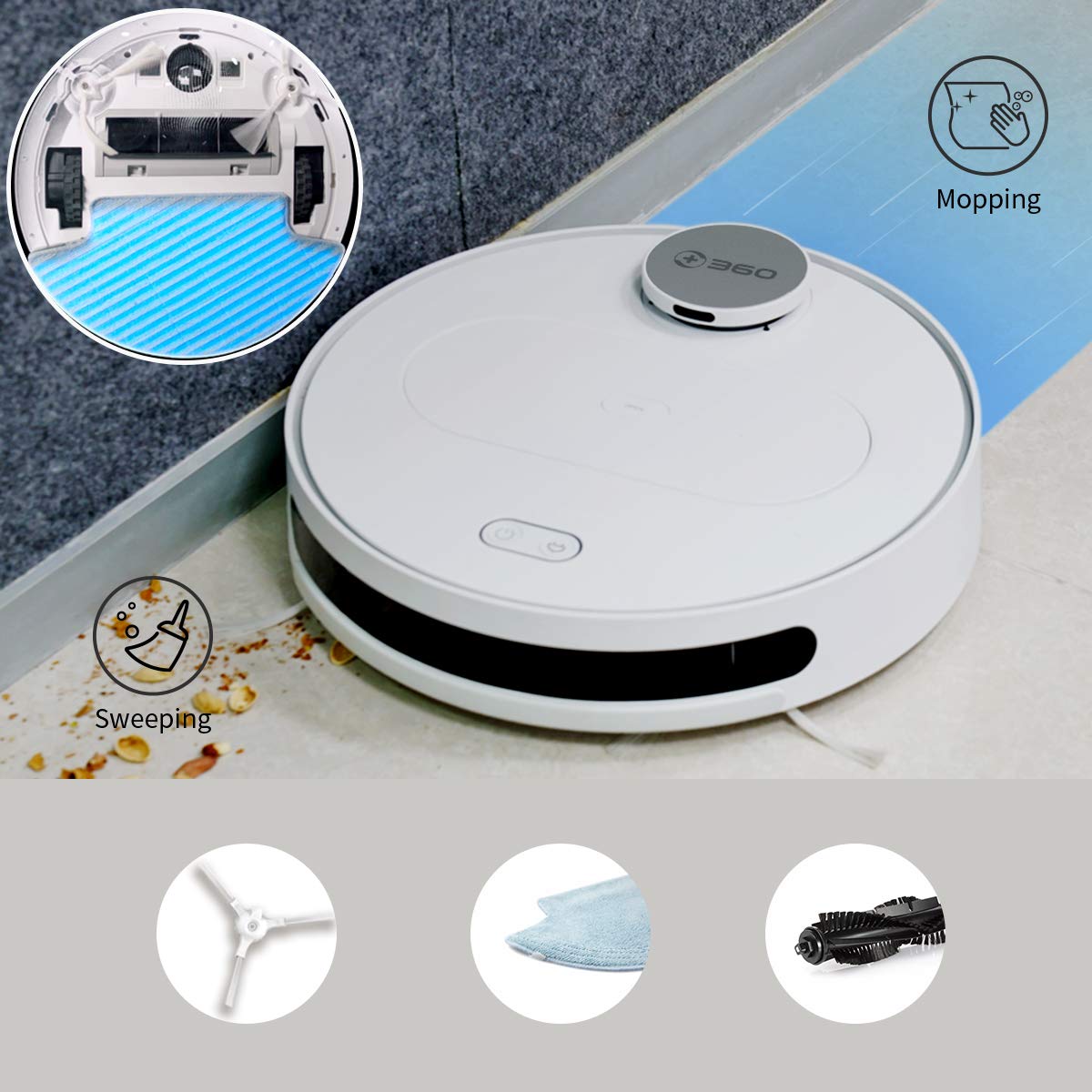 360 wCLARUS S6 ロボット 360 wCLARUS S6 ロボット 360 S6 Robot Vacuum Cleaner (White)