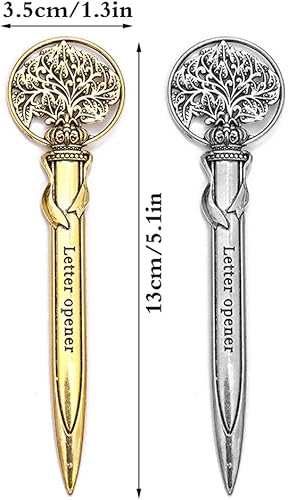 Miniatura 2 de JKJF 2 piezas de abrecartas abrecartas abrecartas de metal cortadora de sobres para oficina en casa escuela - plata y oro