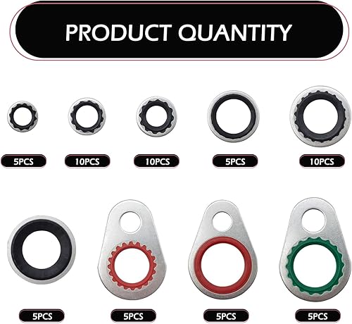 Miniatura 3 de Dogary 60 juntas de compresor de sistema de aire acondicionado para automóvil, arandela protectora de puerto de compresor antifugas, kit surtido de