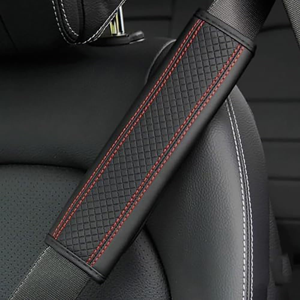 2PCS Seatbelt Covers for Hyundai New 7 Seats SantaFe 2013-2018, Belt Shoulder Strap Covers Harness Pad for Car Safety Leather Seatbelt Comfort Protectors,C