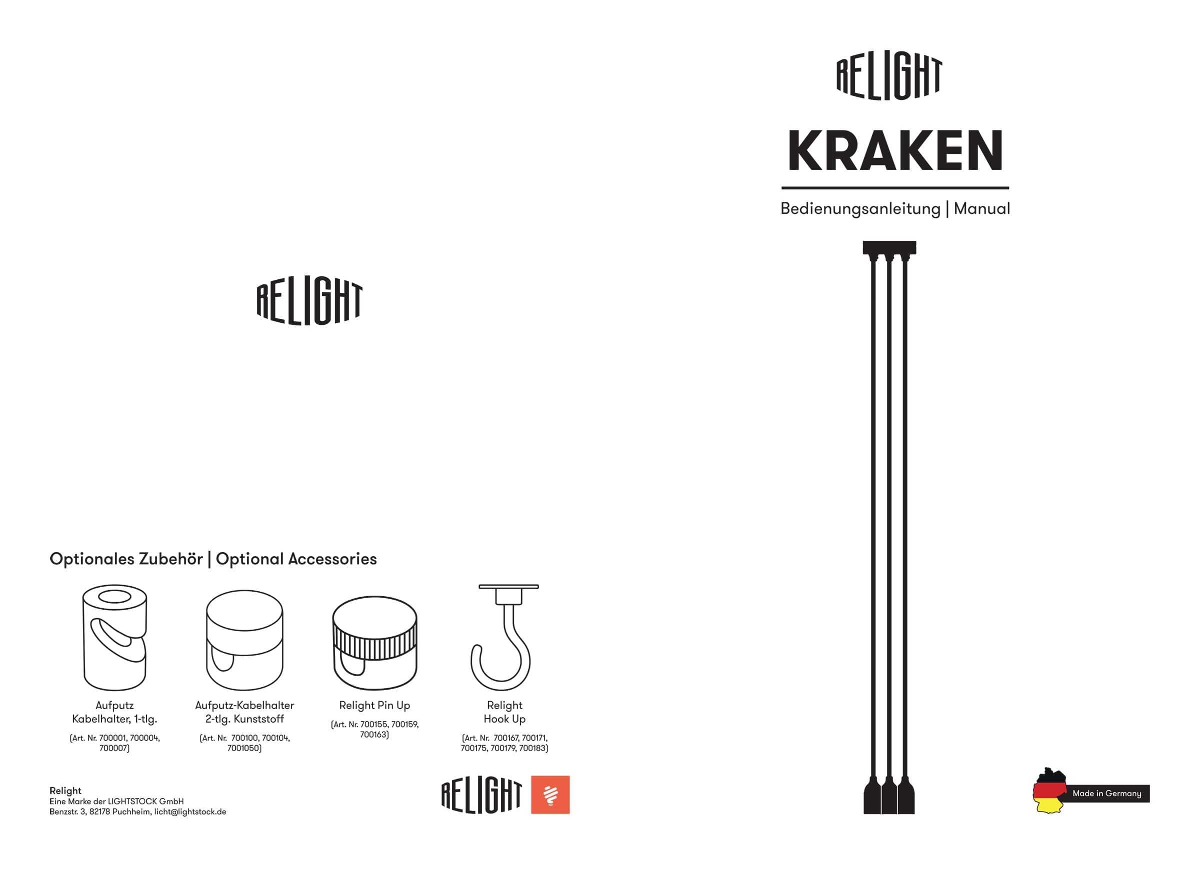 Relight Pendelleuchte 3-flammig Kraken (höhenverstellbar), E27 Lampenfassungen aus Bakelit, 3x 3 Meter Textilkabel Schwarz