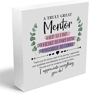 Christmas Thank You Gifts Mentor Gifts Wooden Box Sign Wall Decor Wooden Plaque Sign Boss Teacher Appreciation Gifts for Mentor Bedroom Living Room Home Decor Desk Shelf Table Decor Going Away Farewell Gifts for Coworkers