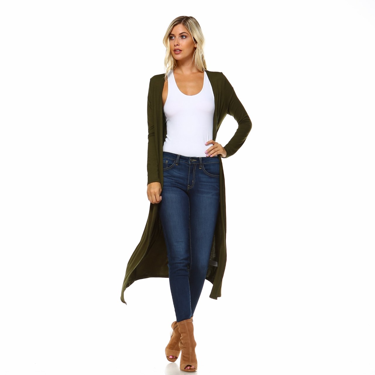 Women Cardigans Casual Essential Long Maxi Extra Duster Open Front Long Sleeve Lightweight with Pockets Cardigan
