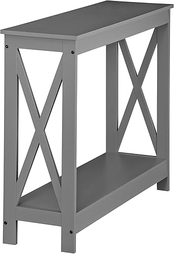 Miniatura 9 de Mesa auxiliar de sofá de 2 niveles, mesa consola estrecha con estante para entrada, pasillo, sala de estar, 39.4 pulgadas de largo x 11.8 pulgadas