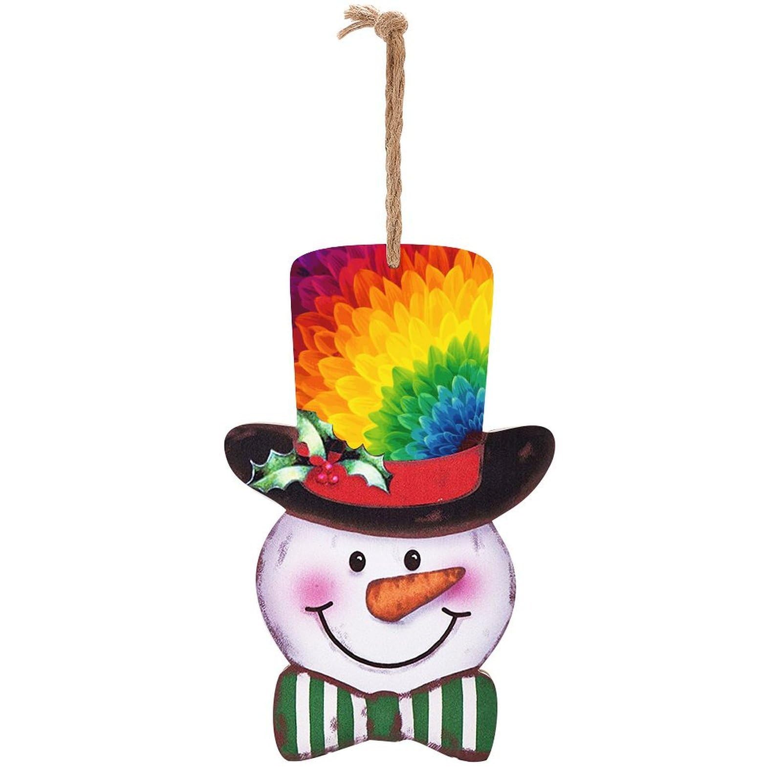 Sunflower Rainbow Snowman Decor Christmas Snowmans Hanging Decors Wooden Exquisite Holiday Decoration Sign for Home Window Wall Farmhouse Indoor Outdoo