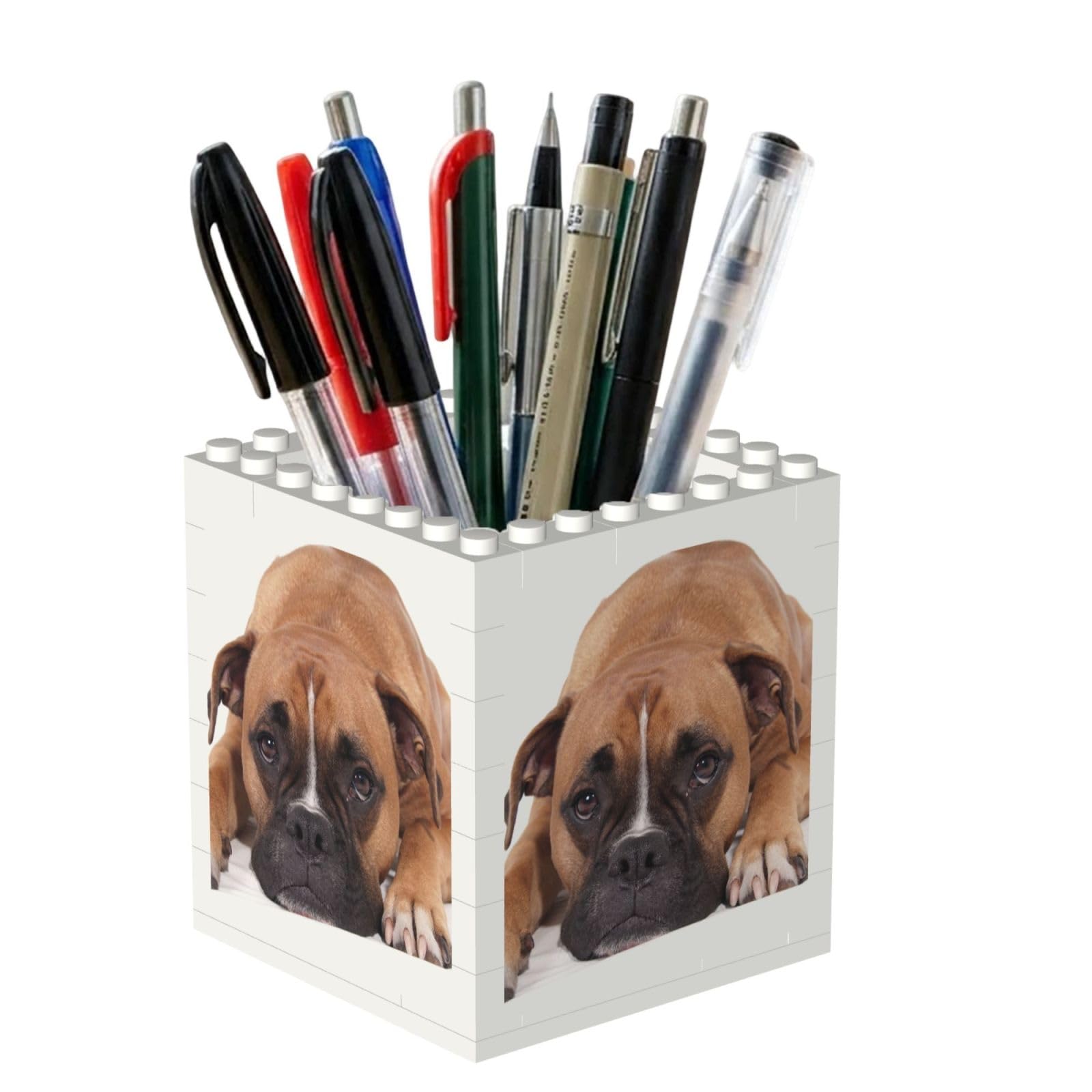 Poadnly Boxer Dog, Pen Pot Pencil Holder for Office Home School, Compact Desk Organiser for Office Stationery