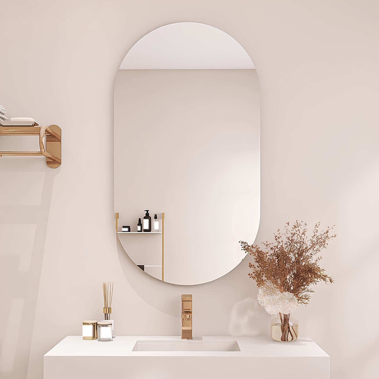 Specchio Per Il Trucco Antideflagrante Senza Cornice, 50*80cm Specchio Ovale Da Bagno, Specchio Da Parete Impermeabile, Orizzontale E Verticale, Per Camera Da Letto, Soggiorno(60*100cm/23.62*39.37in)