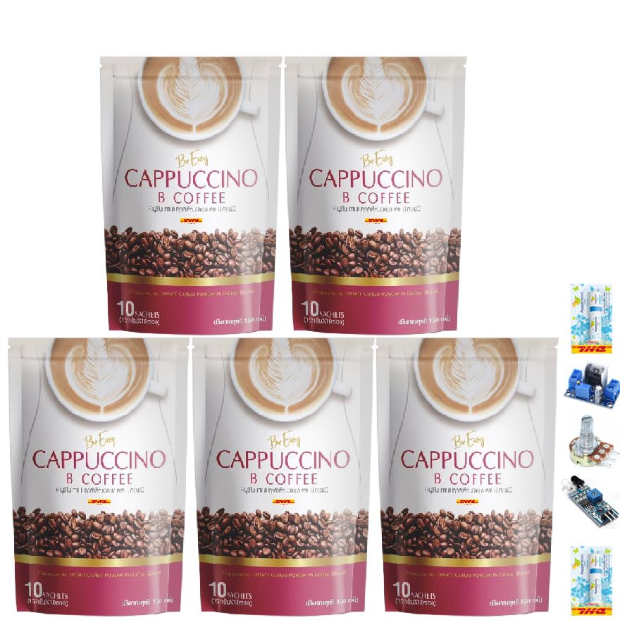 BCoffee Cappuccino B Coffee 10 Sachets/Pack(150g) Mixed Powder Roasted Delicious Intense Fruit Snack Good Shape Set 5 B975 By Thaigiftshop [Get Free Tomato Facial Mask]