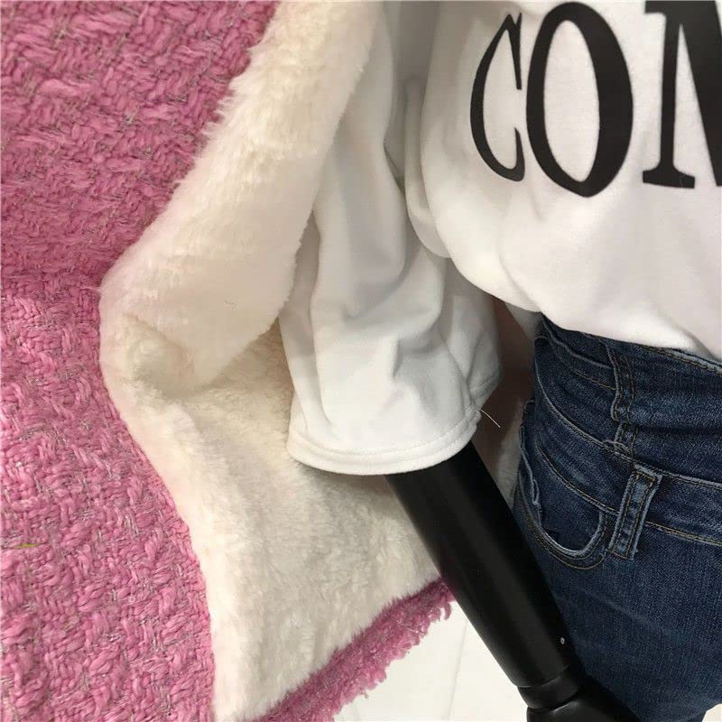 CHONG FENG XIA Tweed fleece Padded Suit Jacket - Women's Warm V-Neck Loose Blazers3