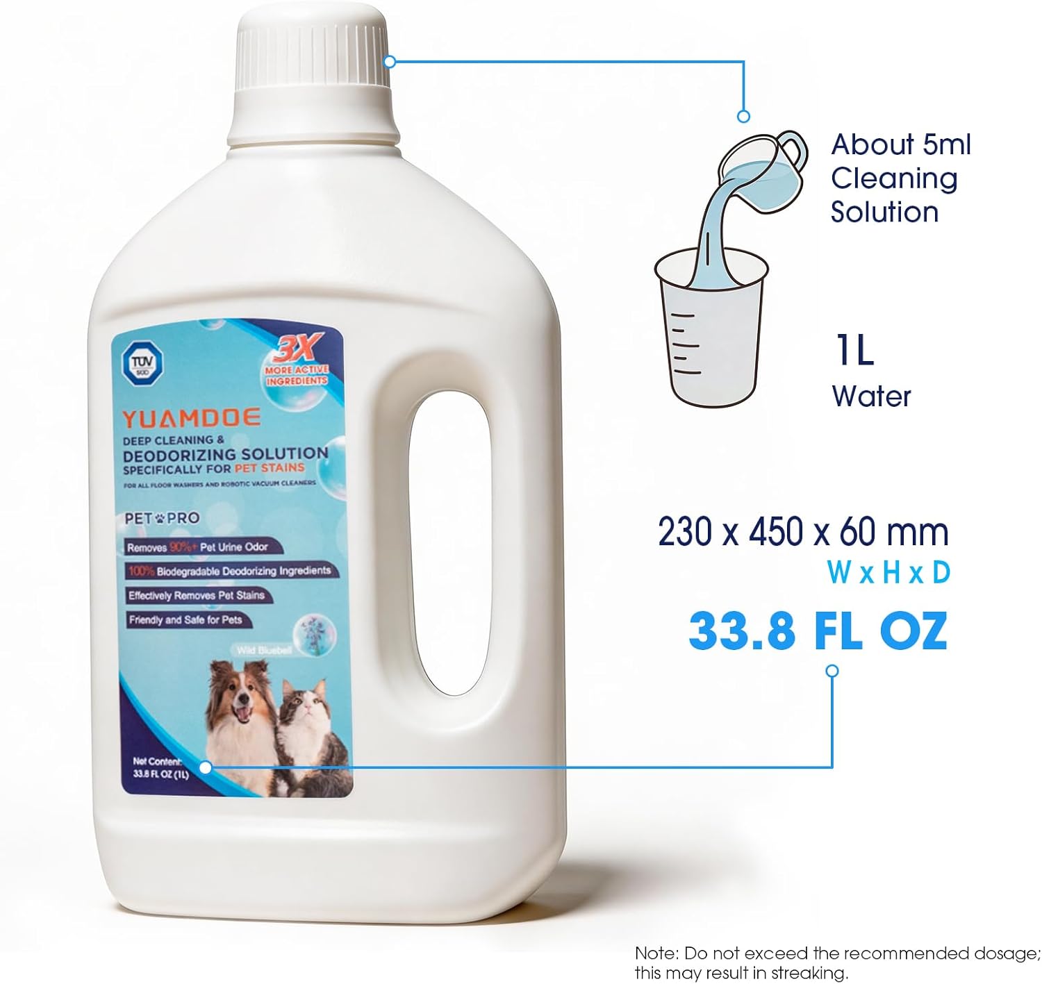 Deep Cleaning&Deodorizing Solution, Compatible with ECOVACS, Tineco, roborock, DREAME, Eufy Floor Washers&Robotic Vacuum Cleaners, TÜV Rheinland Certification, Pet Friendly