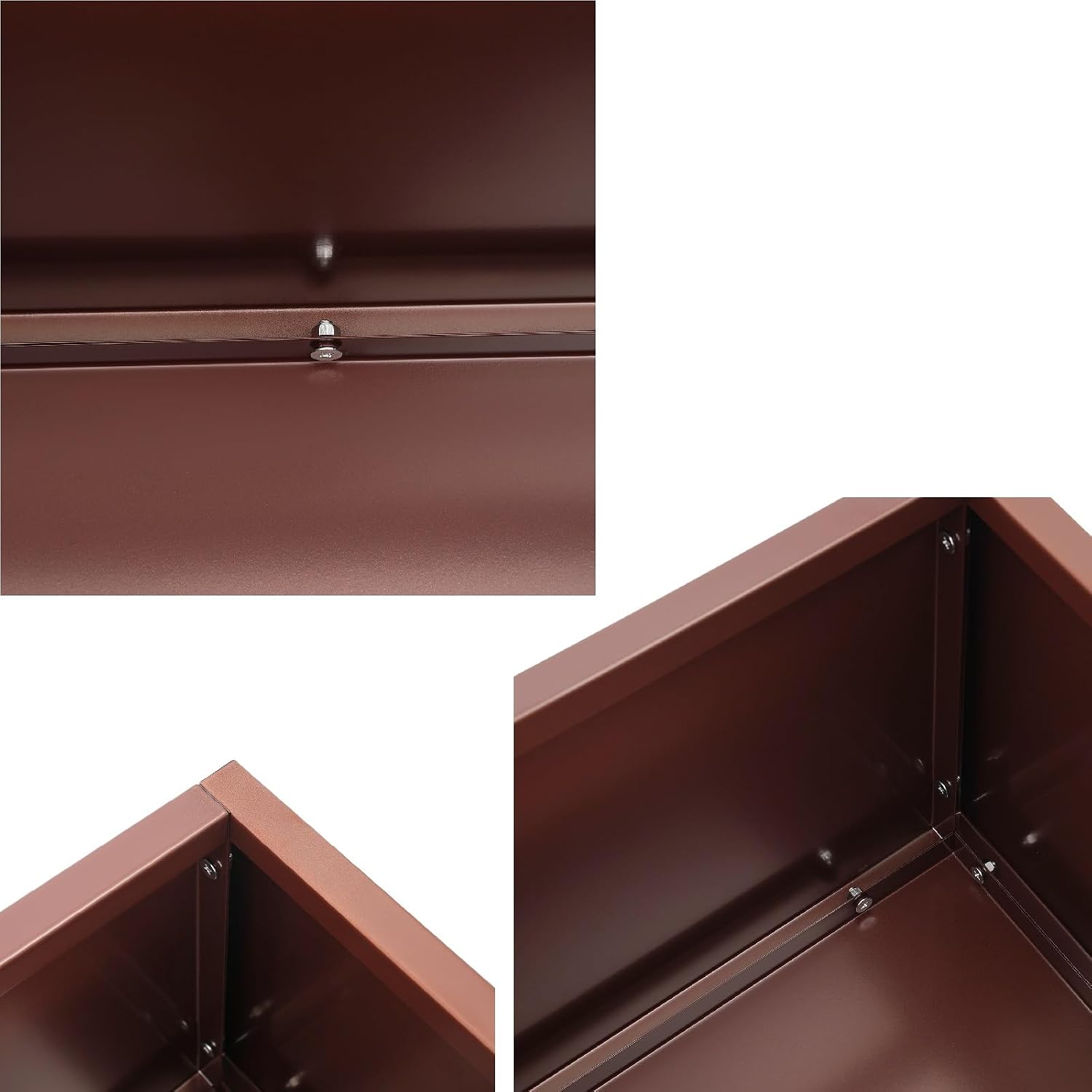 38" L x 15" W x 15" H Metal Rectangular Planter Box, Heavy Long Planters for Outdoor Plants, Coffee Outdoor Planters for Porch/Patio/Garden (Coffee, 38 * 15 * 15inch)