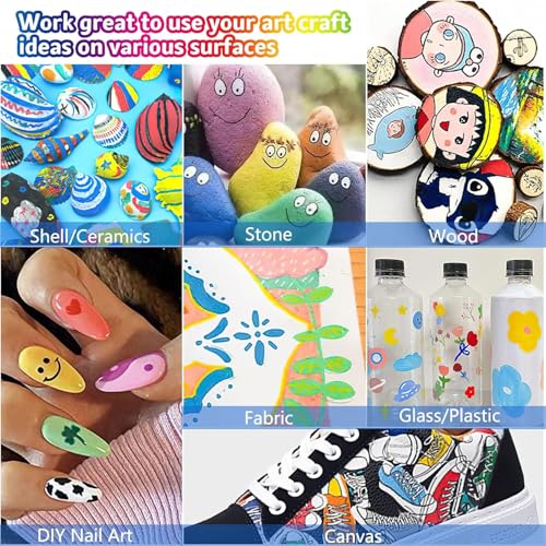 Image of 48 Colors Dual Tip Acrylic Paint Markers Set with Carrying Case For Painting Sketching Calligraphy Drawing, Permanent Colouring Marker Pens For Rock, Canvas, Wood, Glass, Ceramic, Fabric (48)