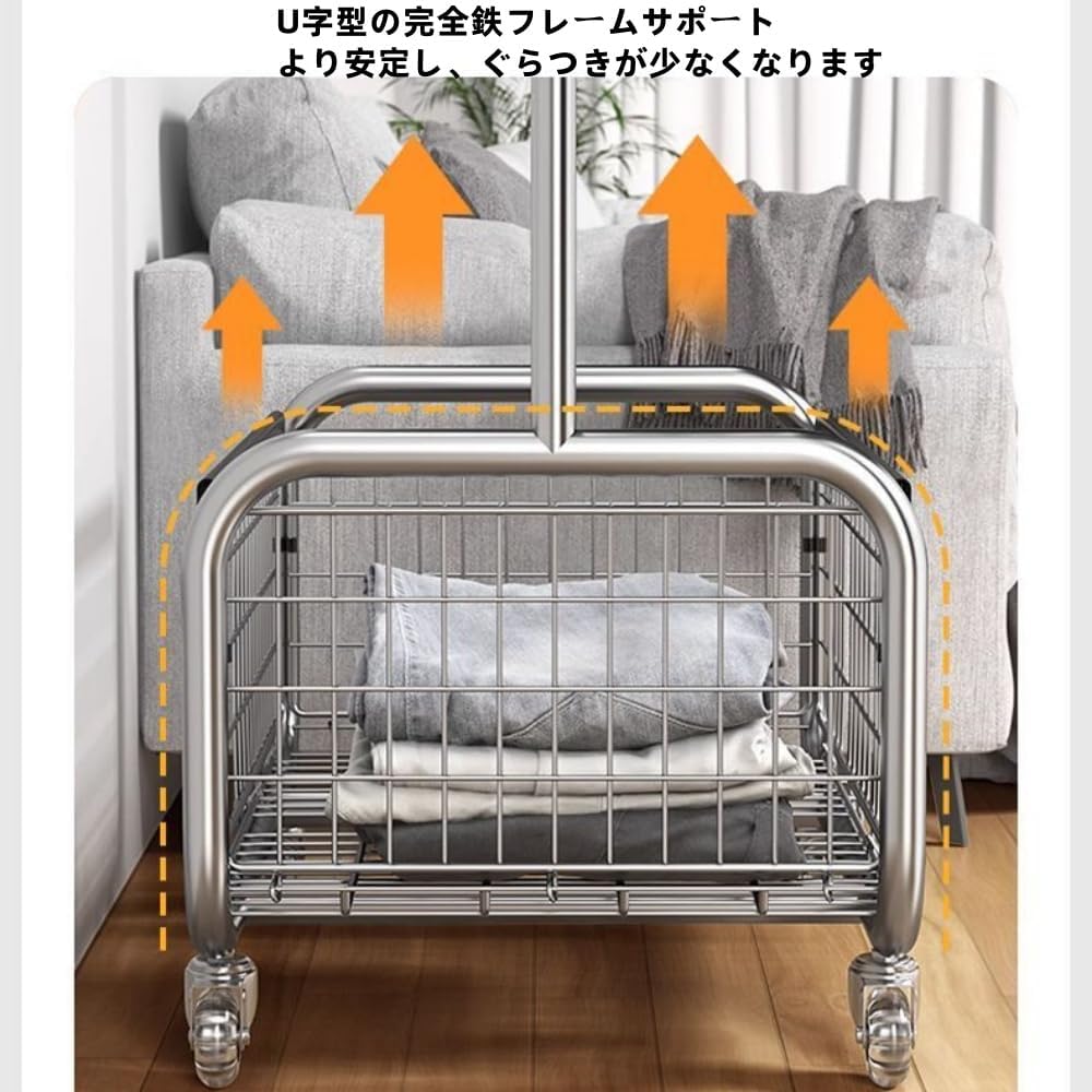 Aeroor移動式ハンガーラック、多機能ハンガーラック、ワゴンハンガーラック、ポールハンガー、おしゃれ 洋服ラックコート掛け、多機能