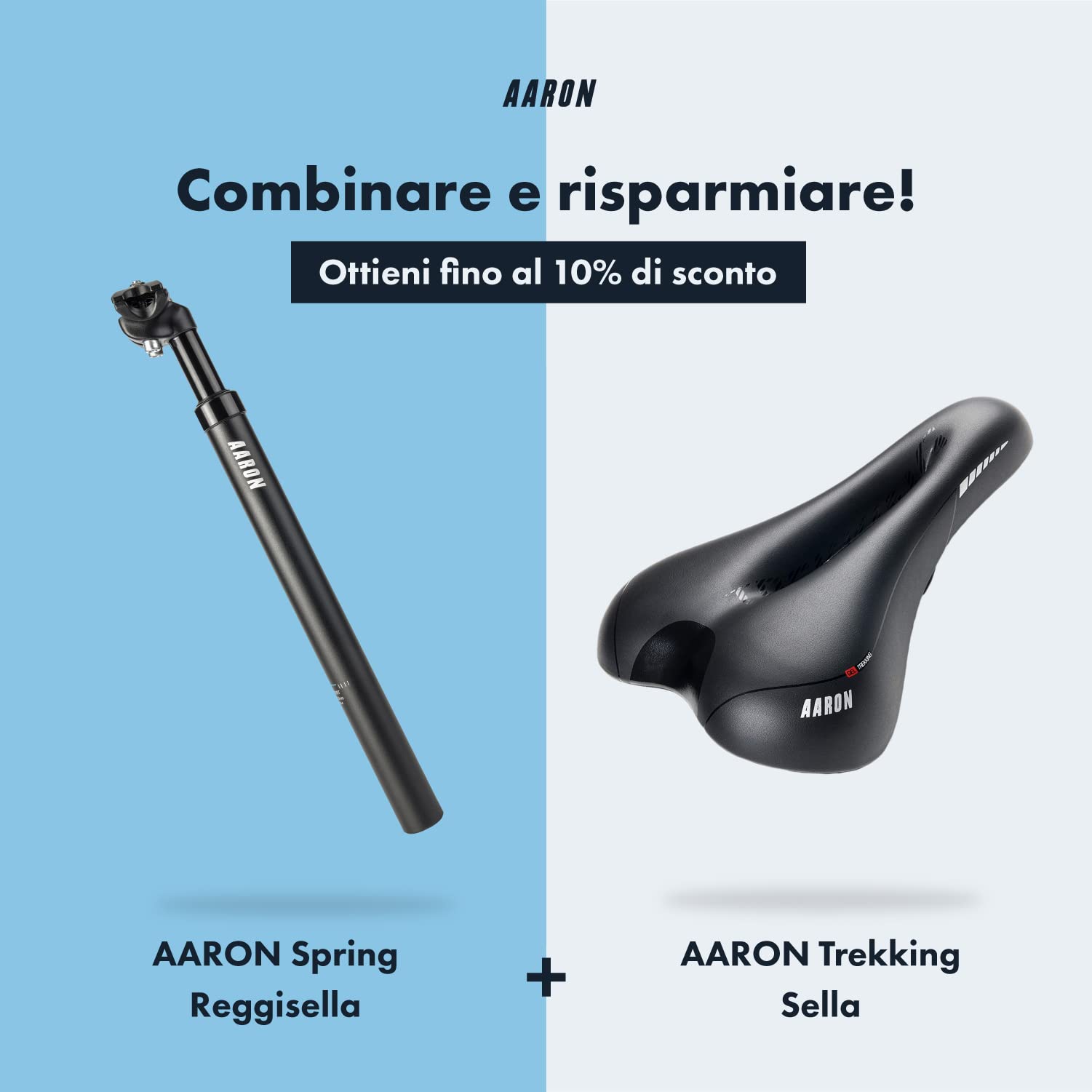 AARON Spring - Reggisella ammortizzato in Alluminio - Diametro 27,2 mm - Lunghezza 350 mm - per Bici elettrica, MTB, da Trekking, City Bike, ECC. - Nero