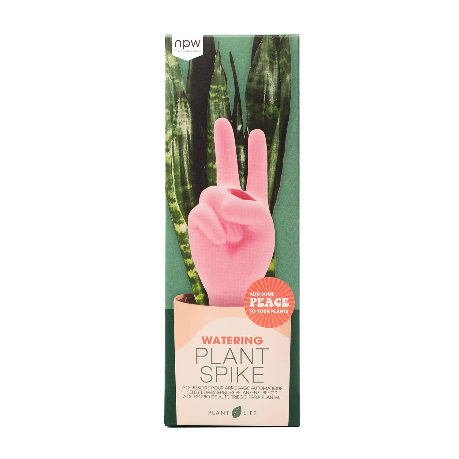 NPW Watering Peace Sign Plant Spike, Pink, Peace Plant Spike
