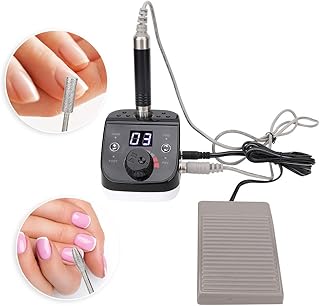 Broca de unha, máquina de furadeiras elétricas de unhas para unhas de gel acrílico, 35.000 rpm máquina de polimento de moagem de unhas ferramenta elétrica de perfuração de unhas ferramentas de manicure para uso em salão doméstico (preto)