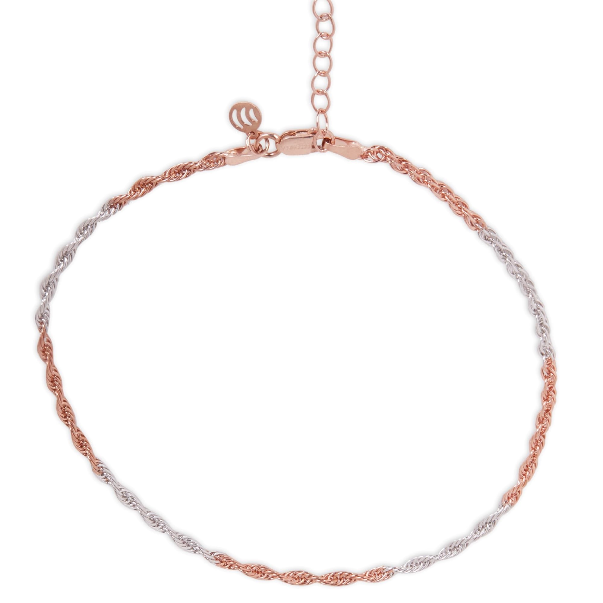 zavya 925 Sterling Silver Dual tone Rose Gold and Rhodium Plated Twisted Chain Anklets (Single) | Gift for Women and Girls | With Certificate of Authenticity and 925 Hallmark-picture-18