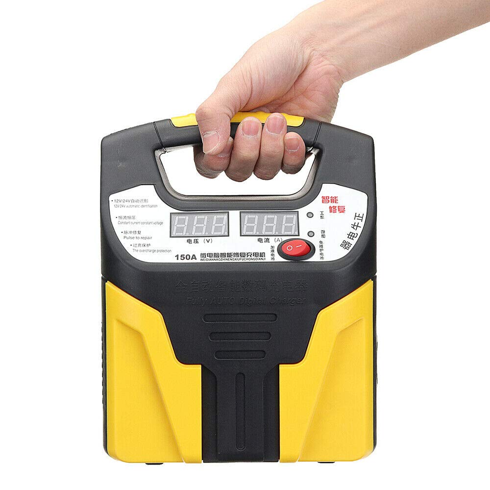 Caricabatterie per Auto Baceyong, Caricabatterie per Auto 360W 15A 12V-24V e Manutentore con Display LCD per la Ricarica, la Manutenzione e la Riparazione di Vari Veicoli