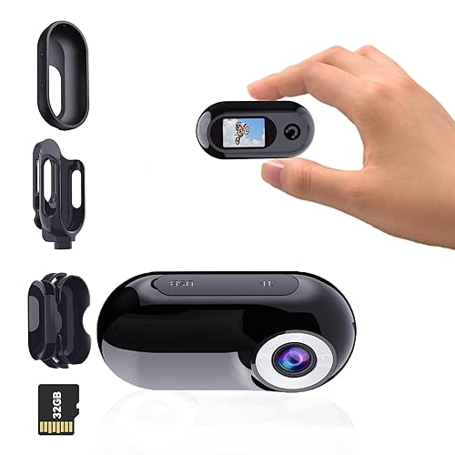 Mini Body Camera 1080P with 32GB Card Helmet Camera Body Cameras with Audio and Video Recording Multi-Function Accessory Bodys Cam（Black） - Black