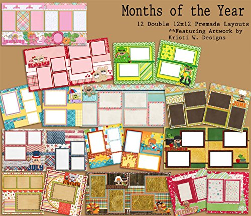 Months of The Year Scrapbook Set - 12 Double Page