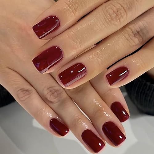 Miniatura 8 de AddFavor Uñas postizas cuadradas cortas de gel acrílico con purpurina artificial para mujeres y niñas, manicura para el hogar, 24 piezas de uñas