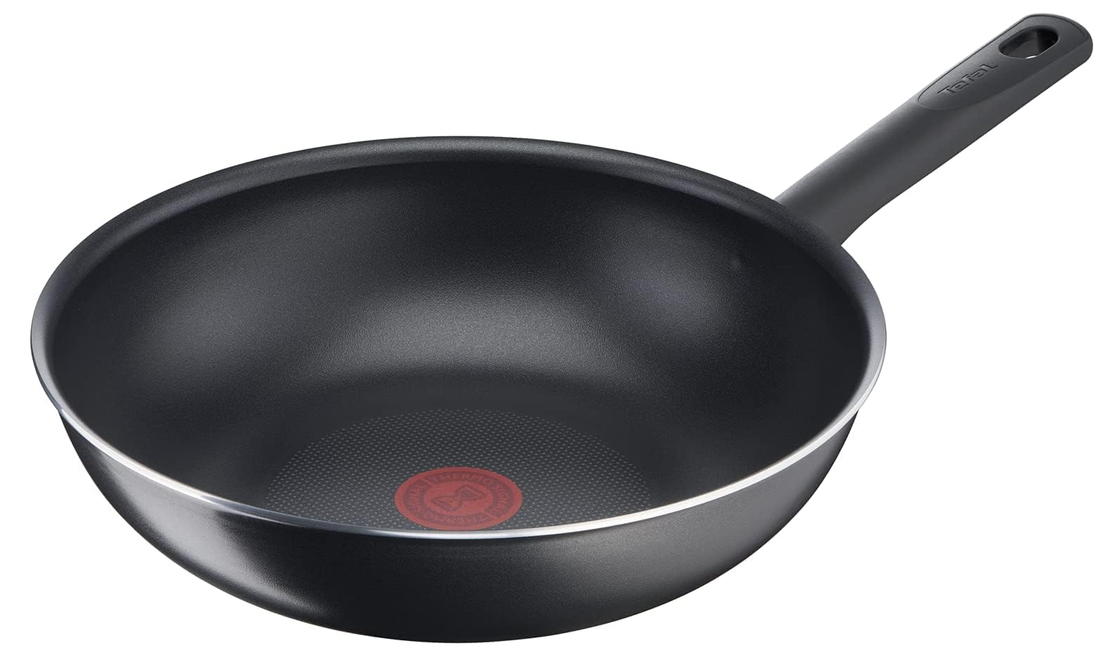 Tefal Day by Day On Wokpfanne 28 cm, Antihaftbeschichtung, Thermo-Signal bei idealer Brattemperatur, nicht induktionsgeeignet, tiefe Form, Aluminium, B56419