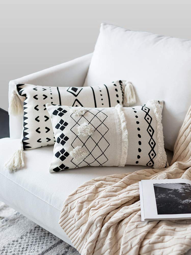 black boho throw pillows