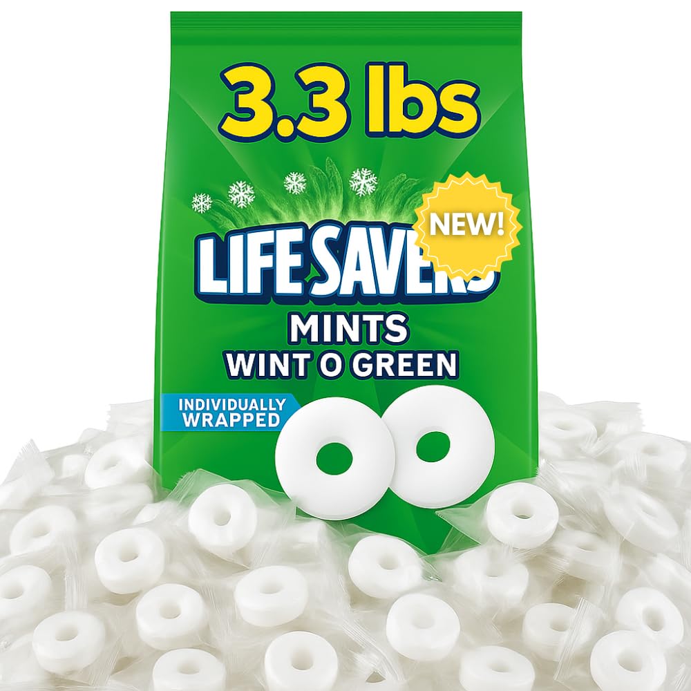 Mint Candy Individually Wrapped, Bulk Bag 3.3 Pounds - Perfect For Offices, Parties, Holiday, etc.