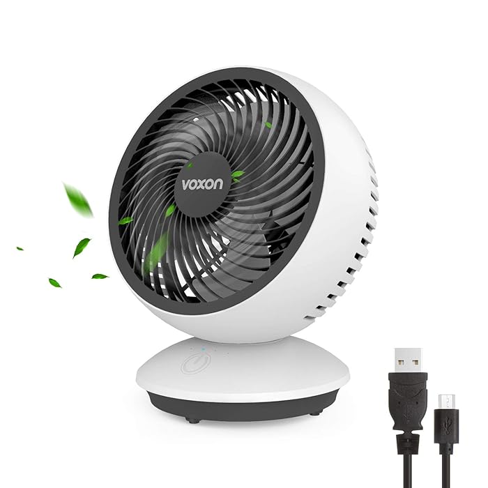 Buy VOXON USB Desk Fan, 4000mAh Battery Operated Table Fan Air
