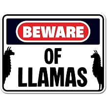 2 x 15cm Beware of The Llama Vinyl Stickers - Alpaca Farm Animals Funny Joke Warning Petting Zoo Yard Garden Sign Notice Car Sticker #83638