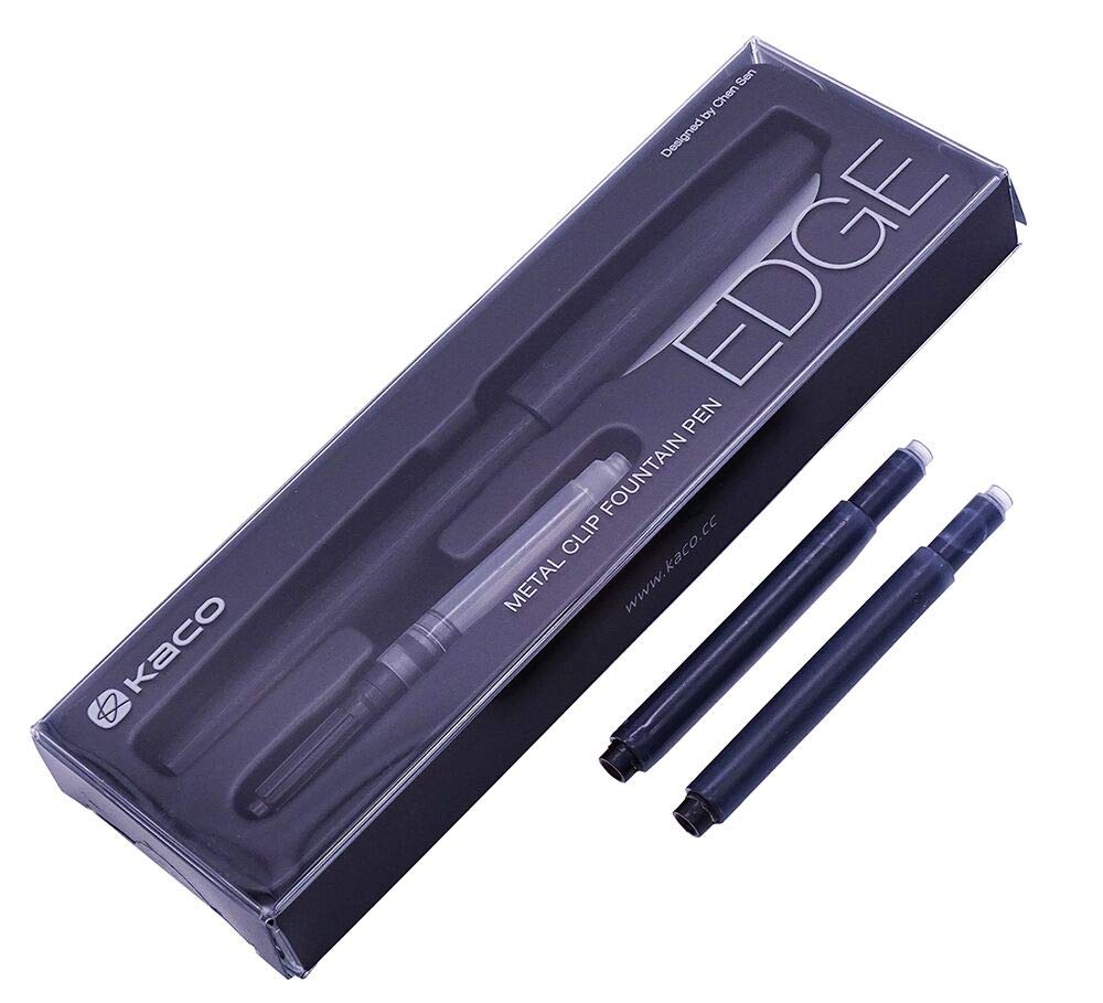Kaco Edge Schmidt Stylo plume à pointe extra fine avec convertisseur et coffret cadeau Noir mat
