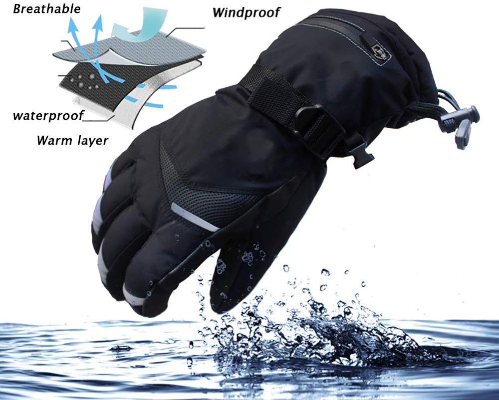 Guanti riscaldati per Uomini e Donne, Guanti riscaldati Elettrico con Touch Screen con 5 Livelli di Temperatura di Controllo a Pile Guanti per Moto Maneggio Caccia Sci