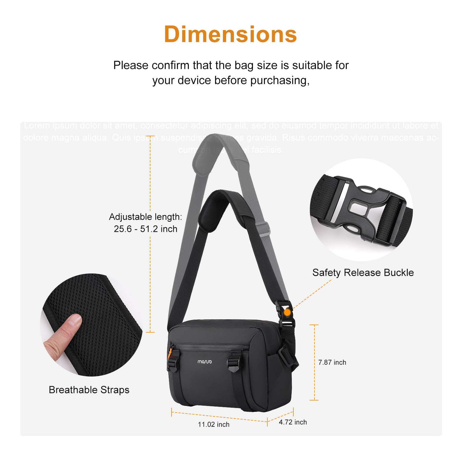 MOSISO Borsa Fotografica Tracolla Impermeabile, Borsa Crossbody Imbottita | per Fotocamere DSLR/SLR/Mirrorless, con Supporto Frontale & Treppiede & Copertura Antipioggia, Nero