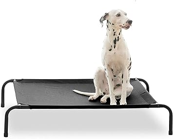 KOZI PET Elevated Dog Bed Outdoor Indoor Fabric Dog Cot, Raised Dog Beds (Medium, Black)
