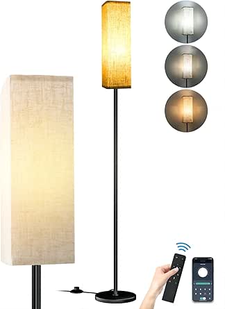 ROTTOGOON Dimmbare 3 flammige Landhaus Standleuchte 172cm Industrielle Stehlampe mit 3x6W LED für Wohnzimmer Schlafzimmer Büro Rustikale Stehleuchte Schwarz