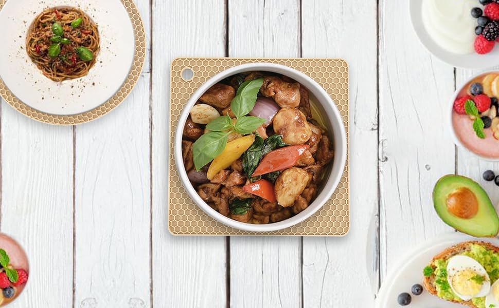 Miniatura 2 de Paquete de 4 salvamanteles de silicona para ollas y sartenes calientes, soportes para ollas, alfombrillas de silicona antideslizantes y resistentes