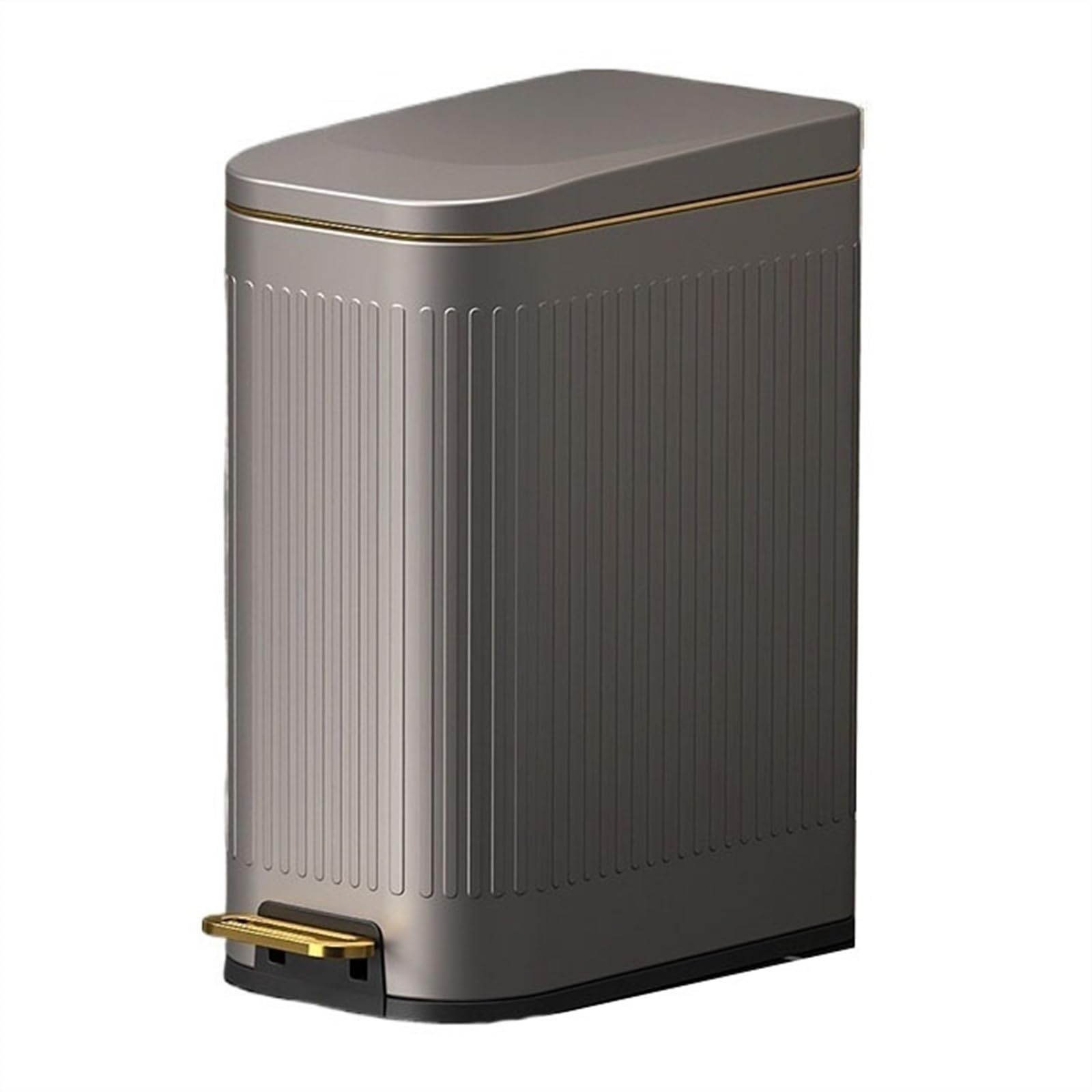 Papelera Delgada de Cierre Suave con Pedal y contenedor Interior extraíble, de Acero Inoxidable, Estilo Retro, de Lujo, para Sala de Estar, Cocina y baño (Gris, 7 l)