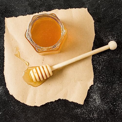Powersell Dosamiele Cuillère en bois 15,5 cm pour pot de miel bâton dose miel cuillère à café miel Dipper Stick épandeur miel bonbonnière pour baptême, mariage