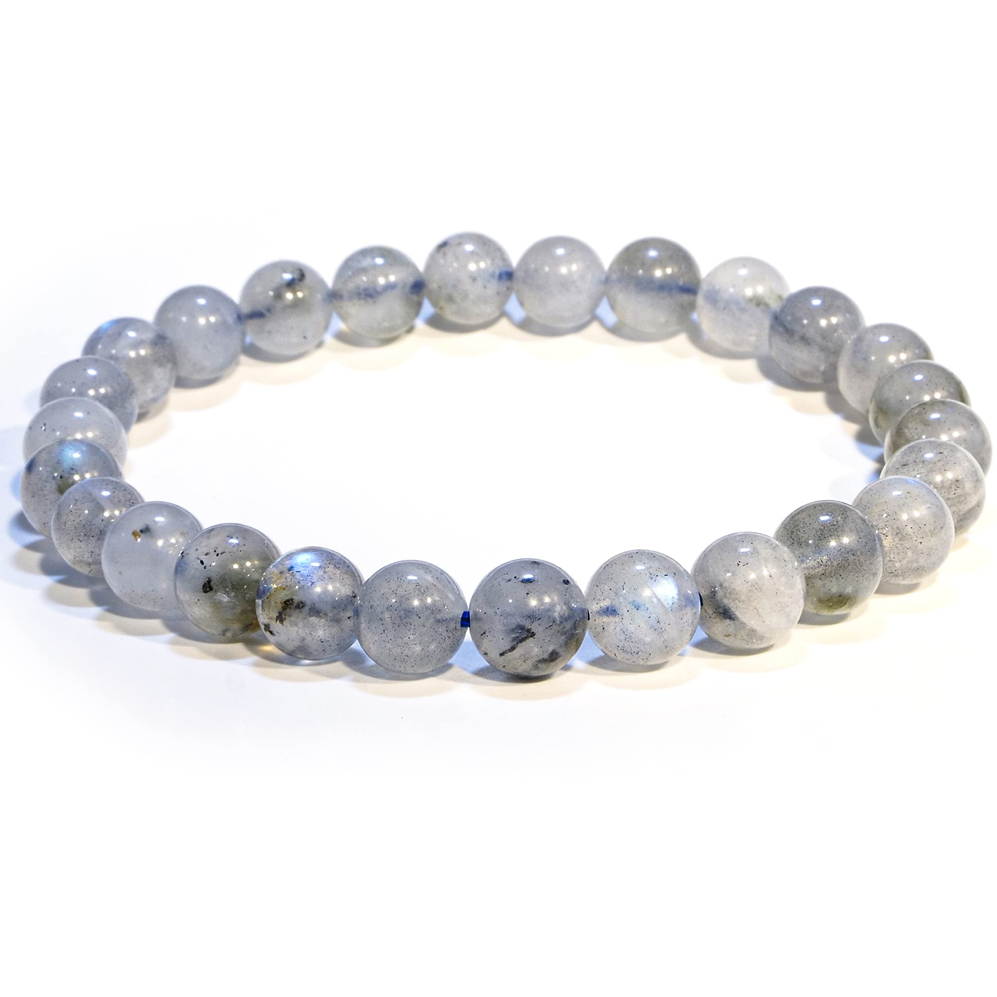 ANAYA AGATENatural Labradorite Gem Semi Precious Beads Bracelet – Healing Crystal Anxiety Handmade Bracelet for Women Men and Teens Gift – 8mm Round Beaded Bracelets – Unisex Stretch Stress Relief Reiki Bracelet