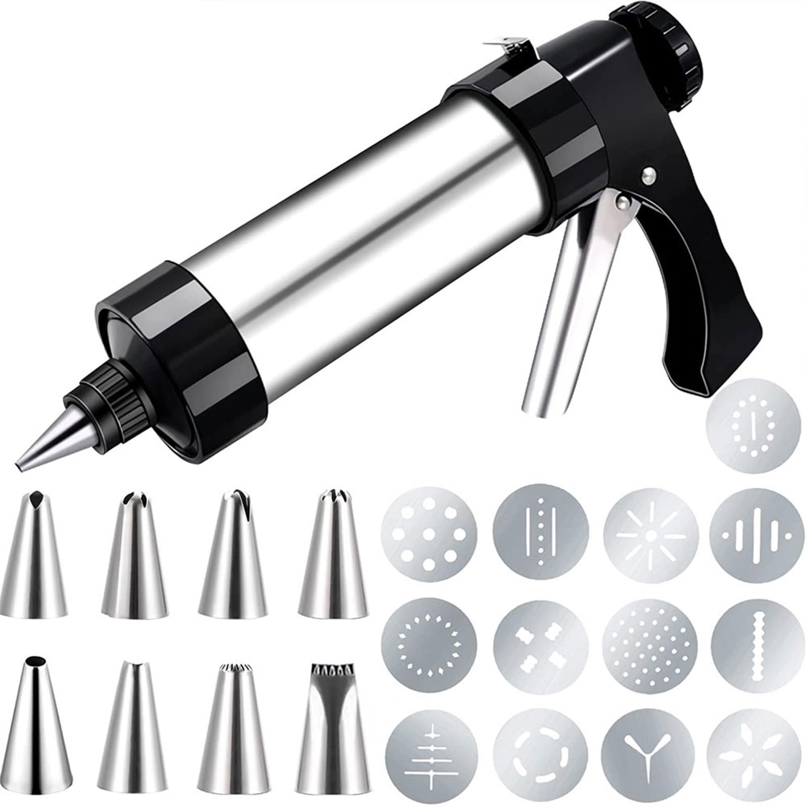 Jeringa Para Pastelería De Acero Inoxidable 21Pcs/set Stainless Steel Cookie Decorative Biscuit Hand Pressing Machine Household DIY Baking Tools Kitchen Accessories Para Tartas, Pasteles