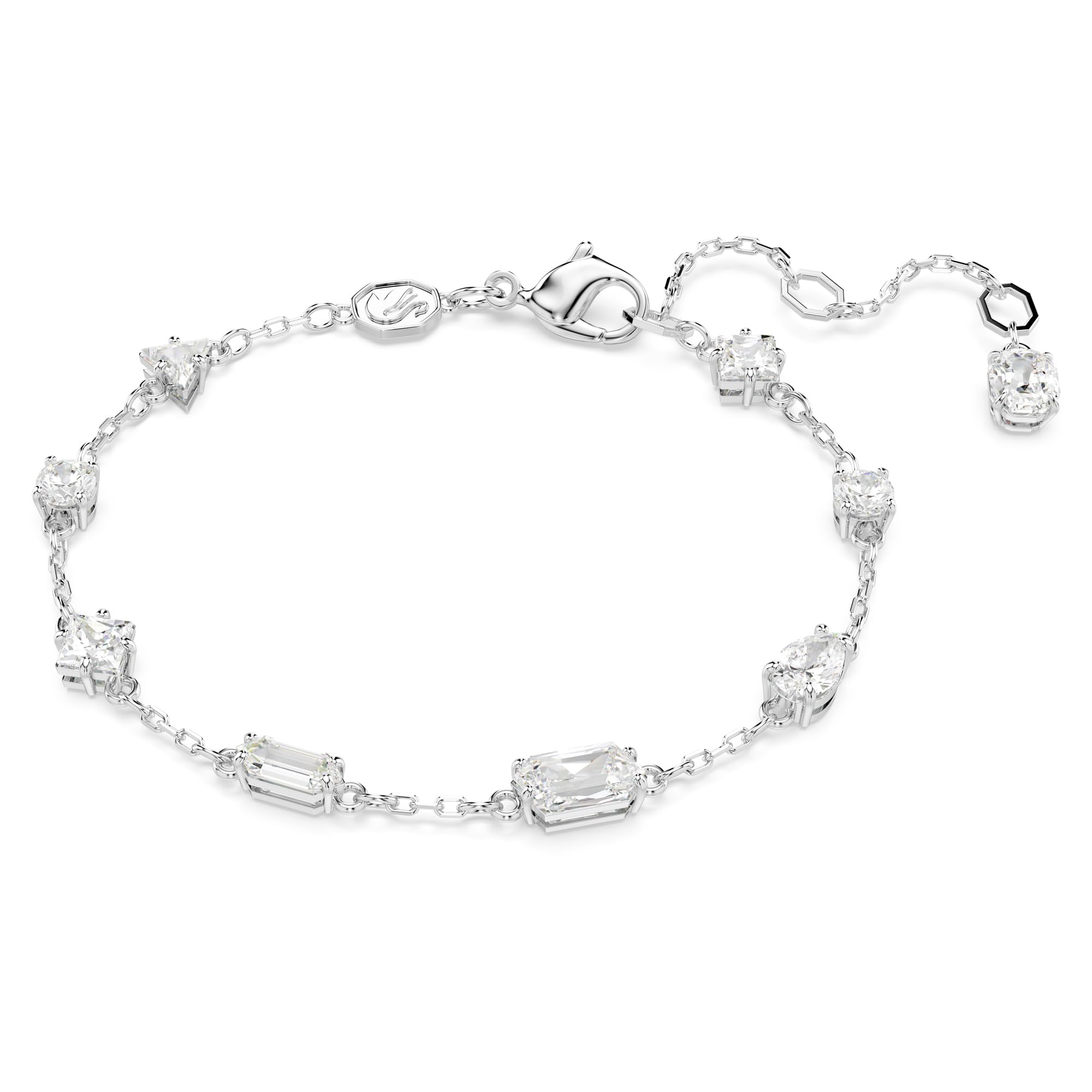 Mesmera bracelet, Mixed cuts, Scattered design, White, Rhodium plated