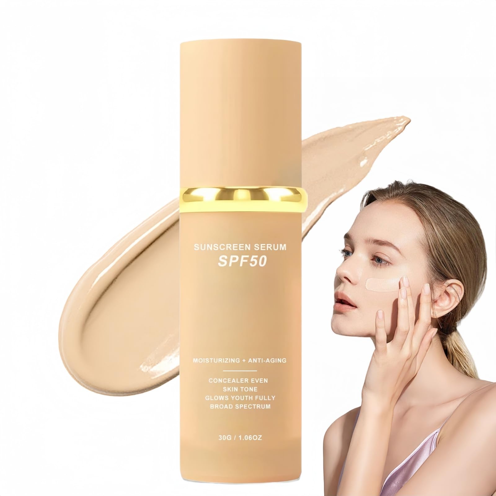 4 in 1 Moisturizing Full Coverage Liquid Foundation,Sunscreen Serum Spf 50 Foundation,Color Correcting Primer with Spf 50+,Skin Tint Foundation,Face Suncream,Found-ation Matte,Waterproof Found-ation