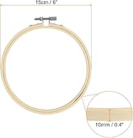 Vista 2 de PATIKIL 12 aros de bordado de 6 pulgadas, redondos, ajustables, de bambú, círculo, punto de cruz, a granel, para bordar, arte, manualidades