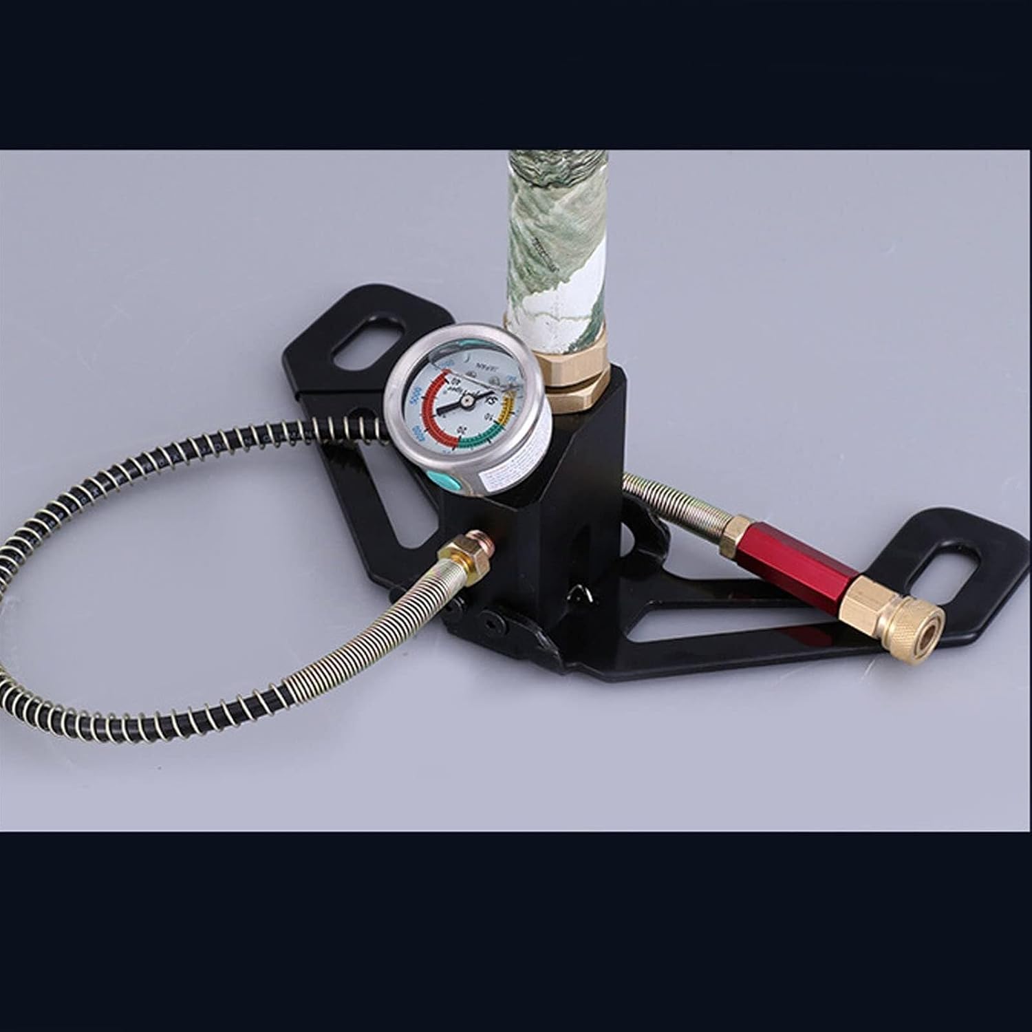 Bicycle Pump Stainless Steel High-Pressure Floor with Extra-Large Pressure Gauge 0-40mpa
