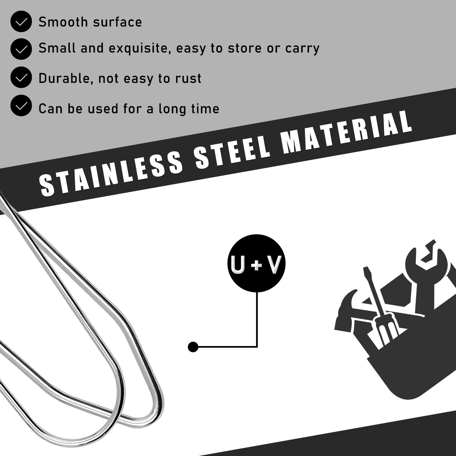 2PCS Car Radio Removal Tool U V-Shaped Stereo Radio Disassembly Assembly Pry Tool Stainless Steel Auto Stereo Release — view 5